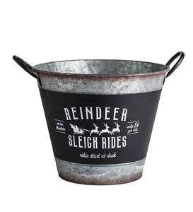 Holiday Galvanized Bucket with Chalkboard Design