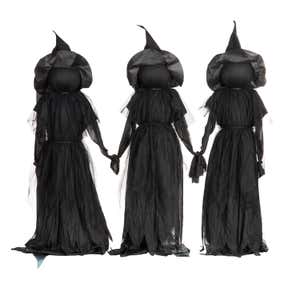 Lighted Halloween Witch Stakes, Set of 3