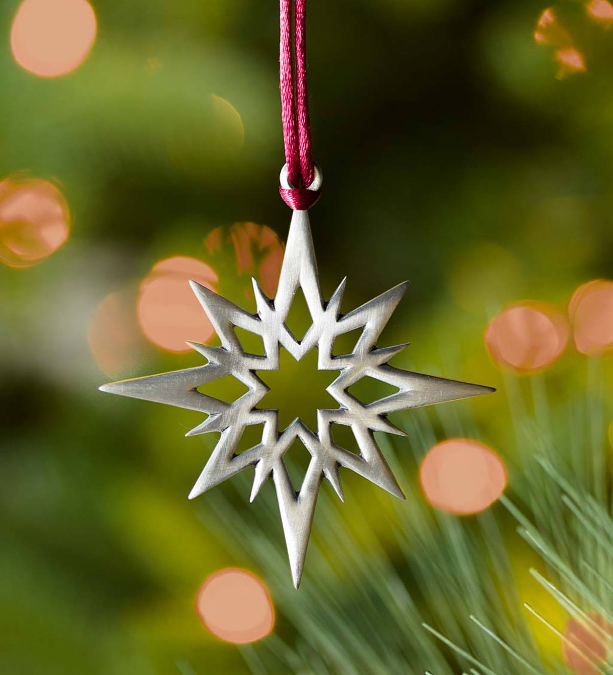 Solid Pewter Christmas Tree Ornament - Star