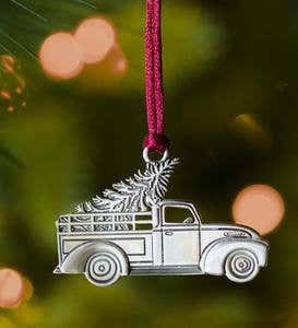 Solid Pewter Christmas Tree Ornament - Truck