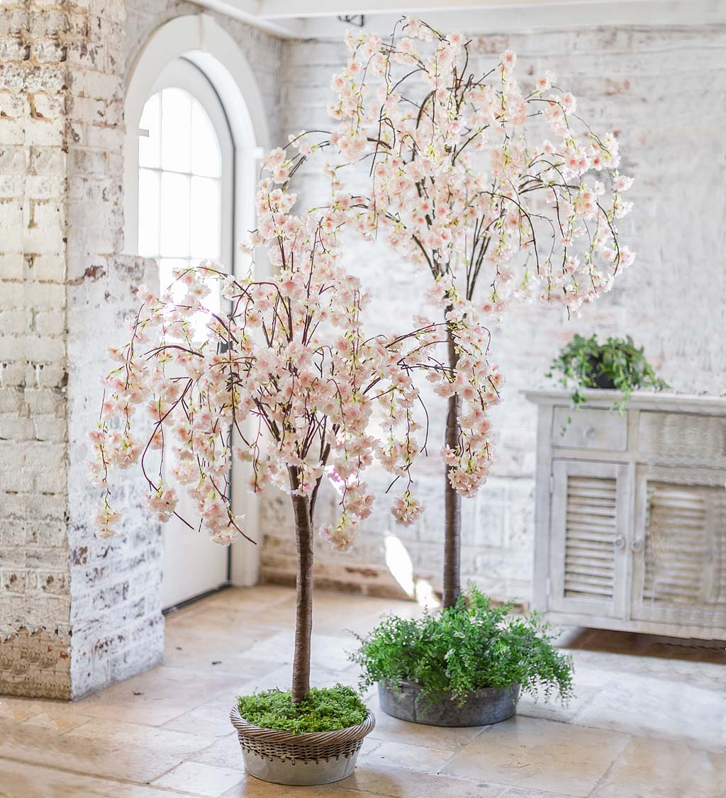 Large Lighted Faux Weeping Cherry Tree
