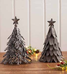 Galvanized Metal Holiday Trees, Set of 2