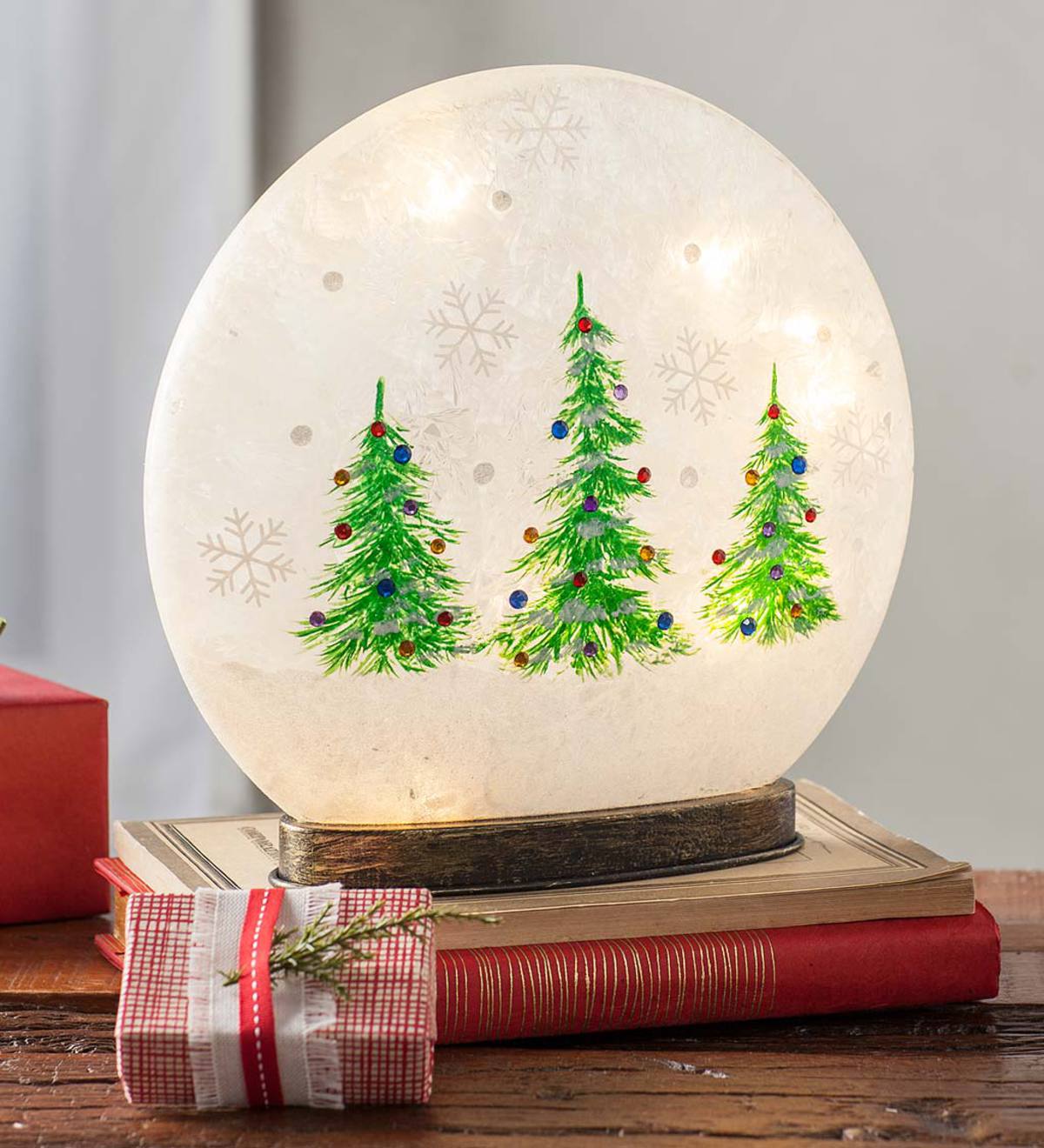 Snowy Christmas Tree Lighted Holiday Disc