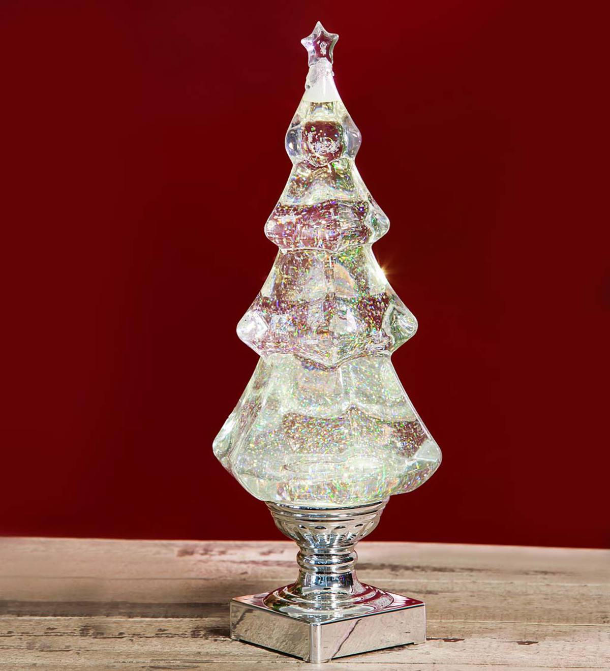 Lighted Liquid Motion Glitter Tree Holiday Accent