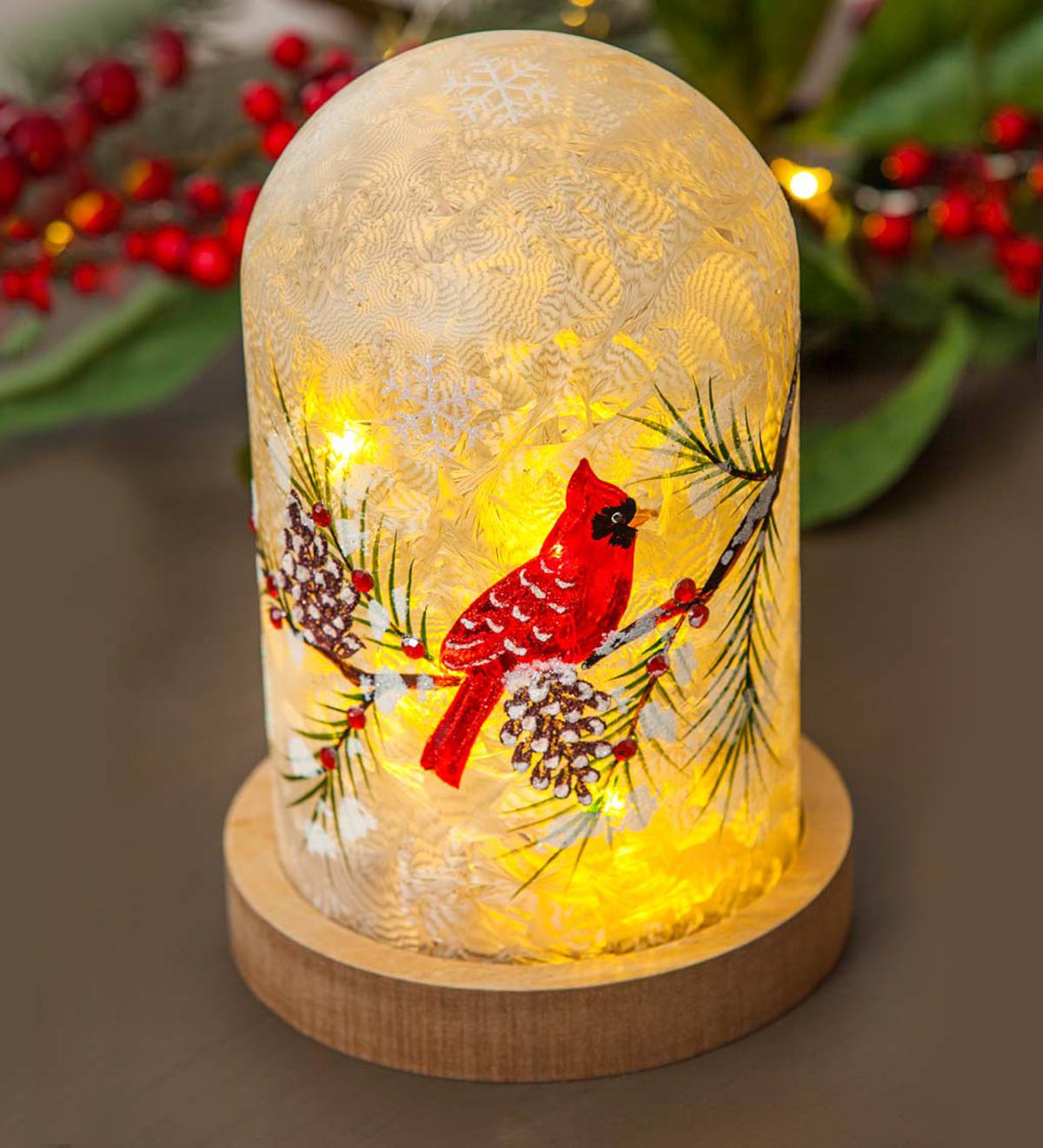 Lighted Holiday Cardinal Cloche