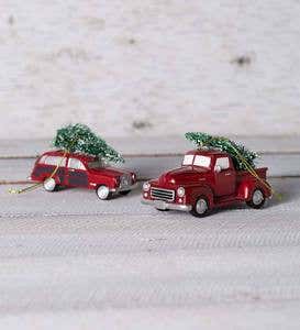 Vintage Style Bringing Home The Tree Ornaments, Set of 2