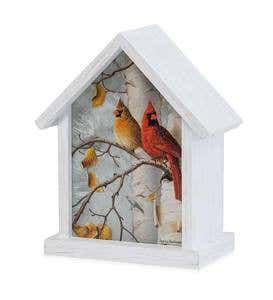 Lighted Cardinal Birdhouse Accent