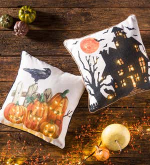 Lighted Halloween Decorative Throw Pillow