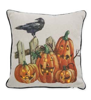 Lighted Halloween Decorative Throw Pillow - Haunted House