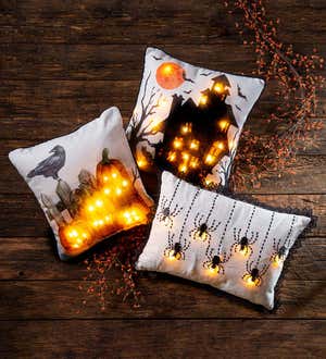 Lighted Halloween Decorative Throw Pillow - Haunted House