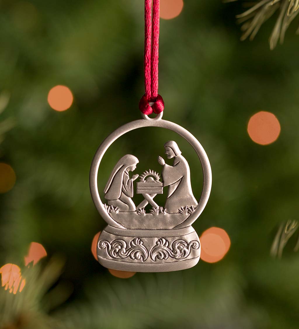 Solid Pewter Christmas Tree Ornament - Nativity