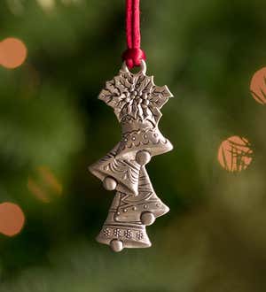 Solid Pewter Christmas Tree Ornament - Bell