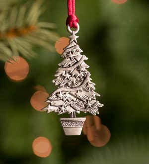 Solid Pewter Christmas Tree Ornament - Tree