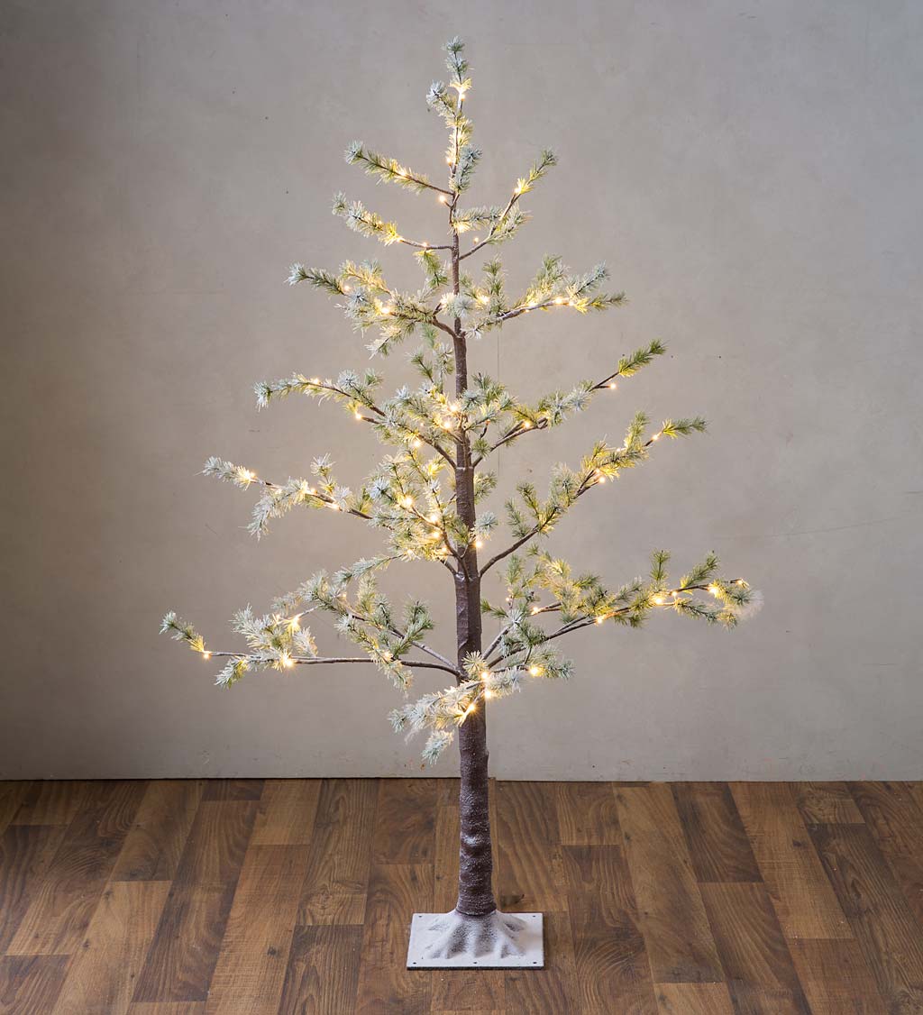 Medium Lighted Snowy Pine Tree with 90 Lights, 60"H