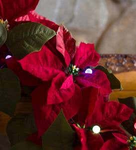 Lighted Poinsettia Holiday Wreath with 20 Lights
