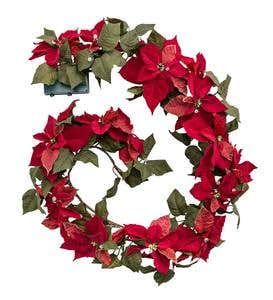 Lighted Poinsettia Holiday Garland with 25 Lights