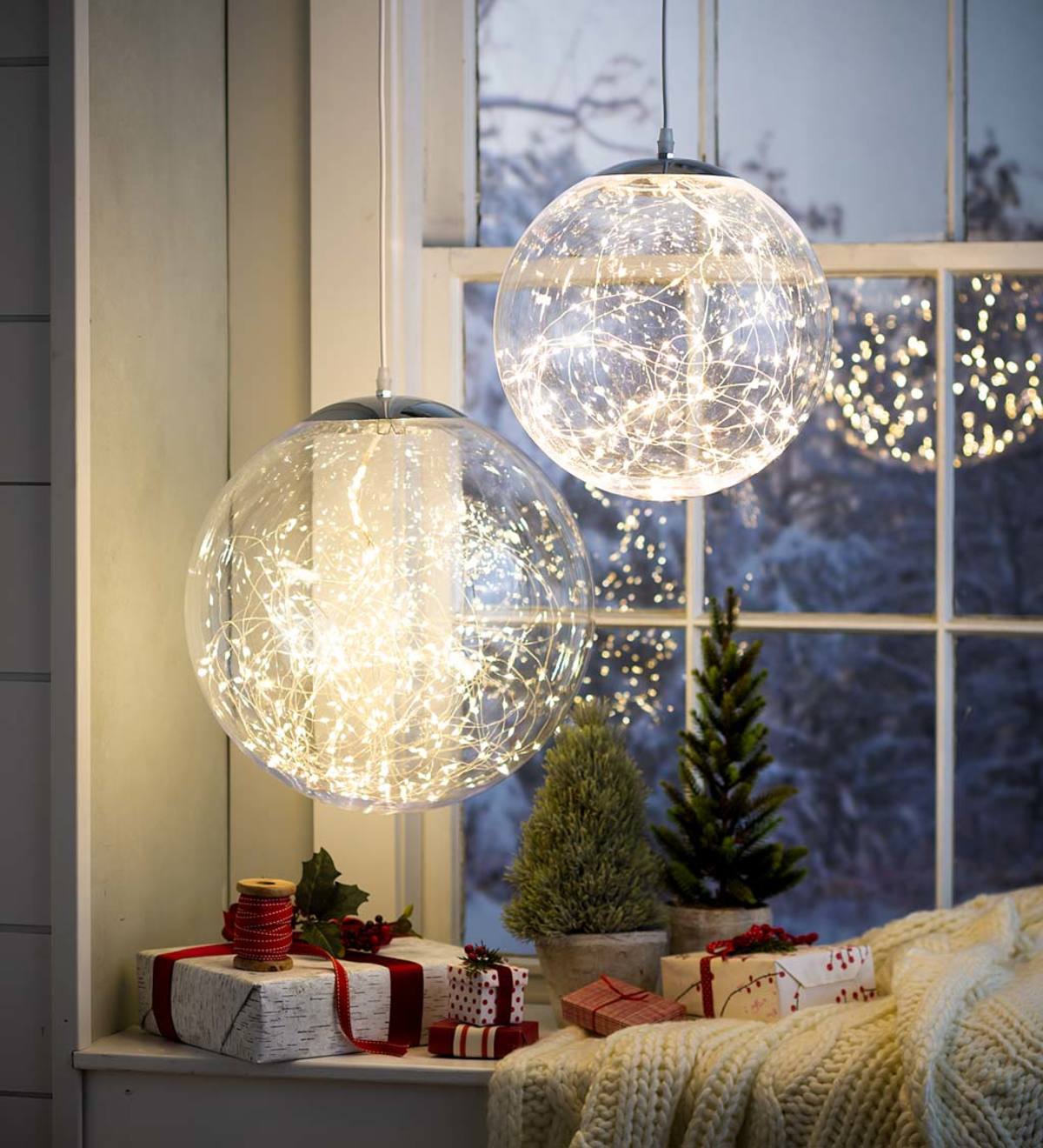 Large Hanging Holiday Light Ball with 300 Lights