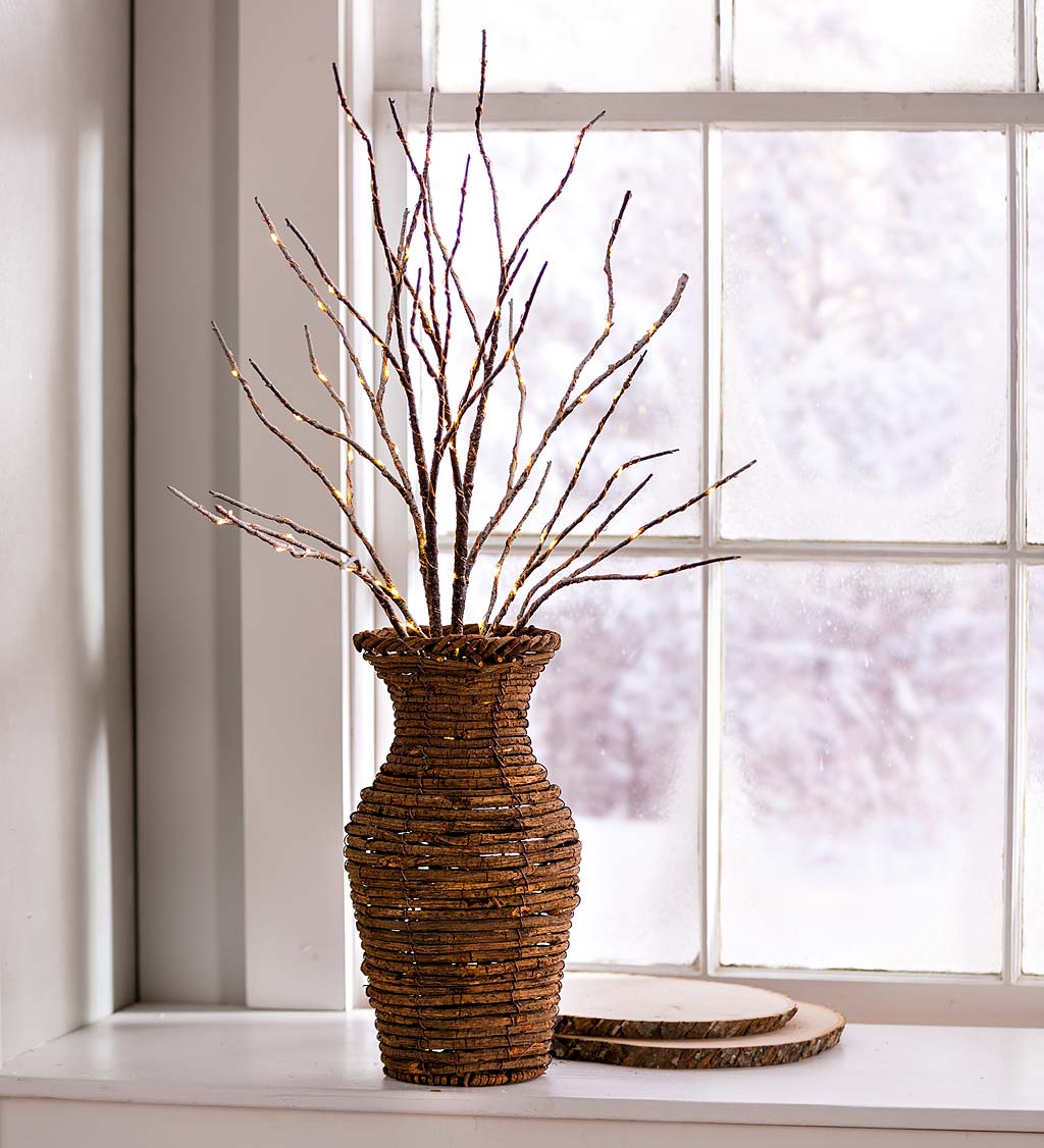 Indoor/Outdoor Lighted Birch Branches, Set of 2