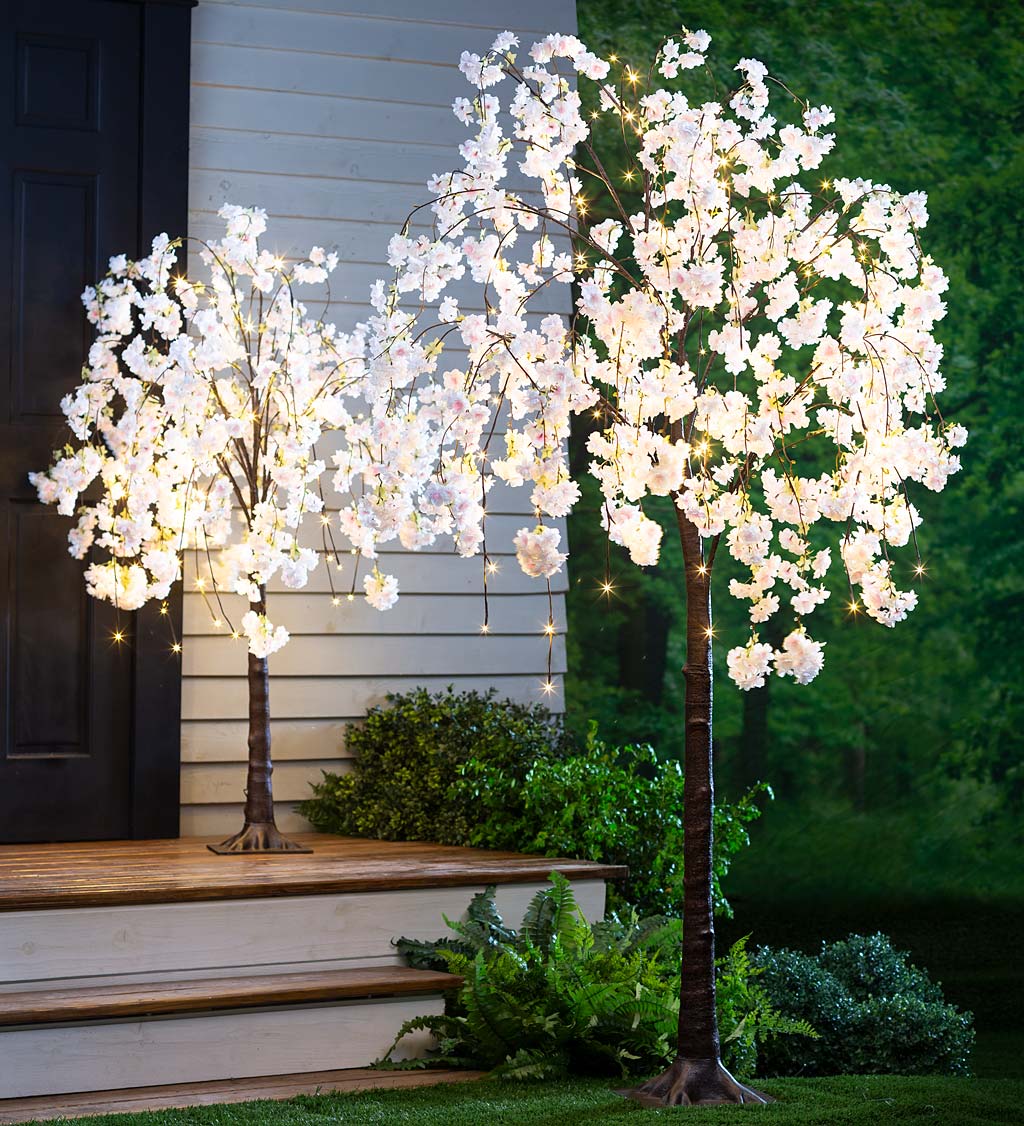 Indoor/Outdoor Electric Lighted Faux Weeping Cherry Trees