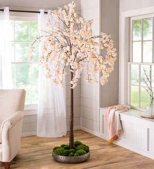 Large Lighted Faux Weeping Cherry Tree, 6'H