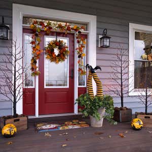 Indoor/Outdoor Electric Lighted Halloween Black Tree with Orange LEDs