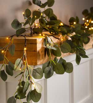 Indoor/Outdoor Battery-Operated Lighted Eucalyptus Garland