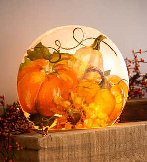 Pumpkin and Sunflower Crackle Glass Accent Light