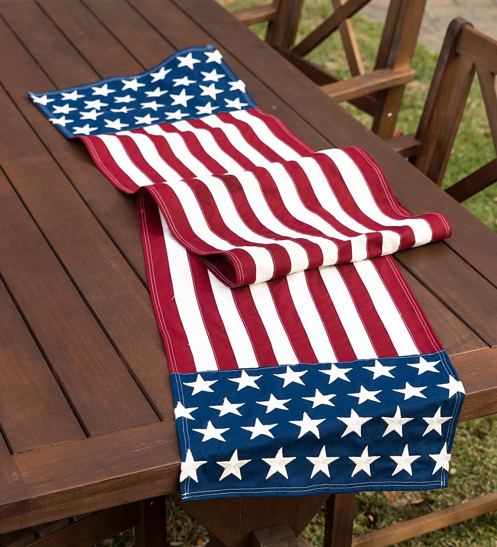 Classic American Flag Star-Spangled Cotton Table Runner