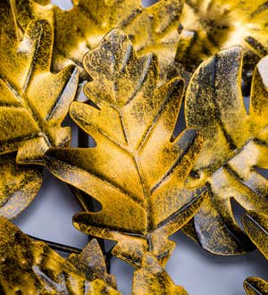 Handmade Golden Fall Leaves Metal Wreath