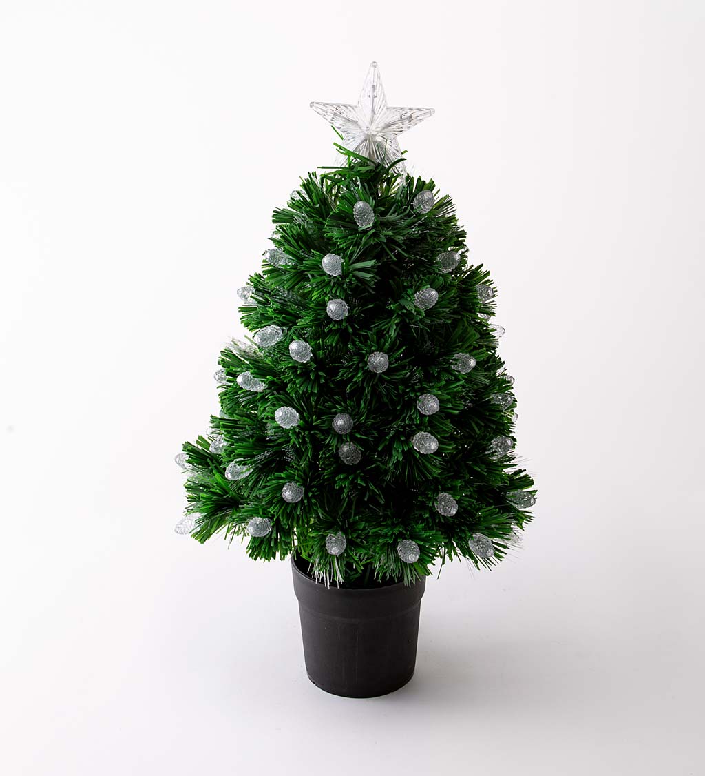 Fiber-Optic Color-Changing Tabletop Christmas Tree with 65 Lights, 2'H