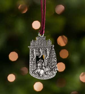 Solid Pewter Christmas Tree Ornament - Dog and Mailbox