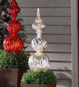 Indoor/Outdoor Shatterproof Holiday Lighted Large Finial Ornament Stake