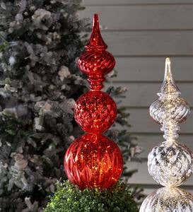 Indoor/Outdoor Shatterproof Holiday Lighted Large Finial Ornament Stake