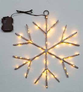 Lighted Birch Branch Snowflake Hanging Accent