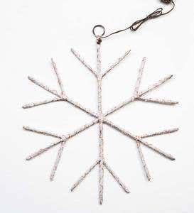 Lighted Birch Branch Snowflake Hanging Accent