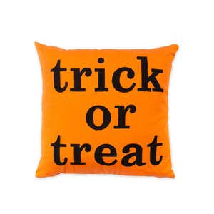 Indoor/Outdoor Halloween Trick or Treat Cotton Throw Pillow