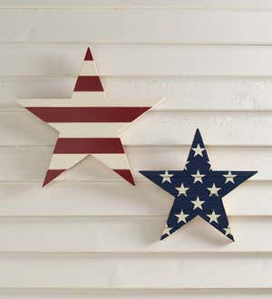 Classic American Flag Wooden Stars, Set of 2