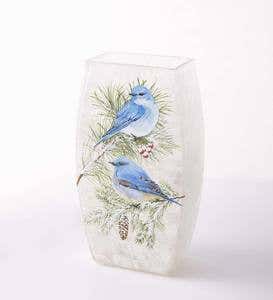 Winter Bluebirds Frosted Glass Accent Light