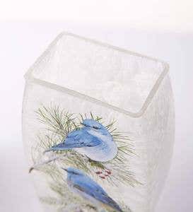 Winter Bluebirds Frosted Glass Accent Light