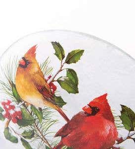 Winter Cardinals Frosted Glass Accent Light