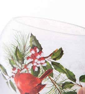 Winter Cardinals Frosted Glass Accent Light