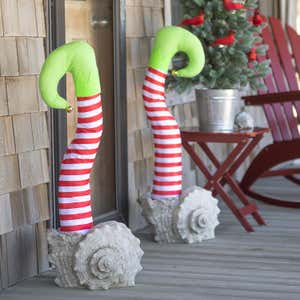 Holiday Striped Elf Legs, Set of 2