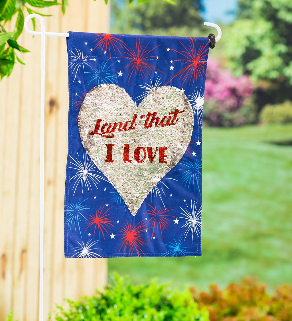 Land That I Love Sequined Americana Reversible Garden Flag