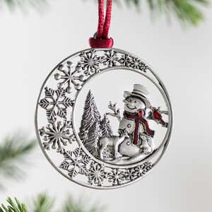 Solid Pewter Christmas Tree Ornament - Rocking Horse