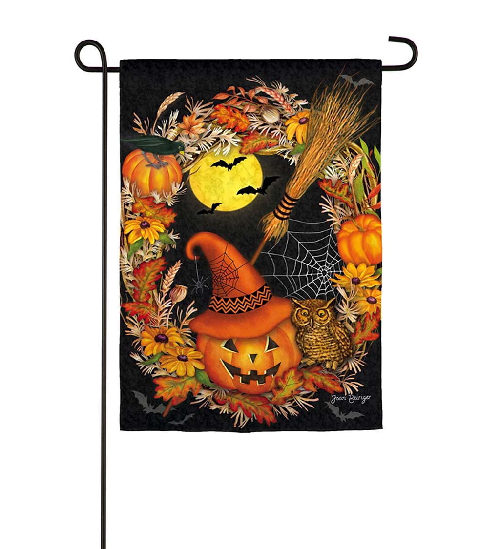 Halloween Wreath Textured Suede Garden Flag