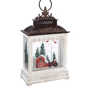 Winter Barn LED Lantern with Spinning Action Table Decor