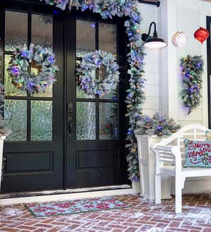 Winter Frost Holiday Garland with White And Multicolor Lights