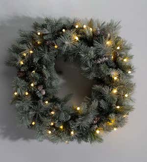 Winter Frost Lighted Holiday Wreath, 30"