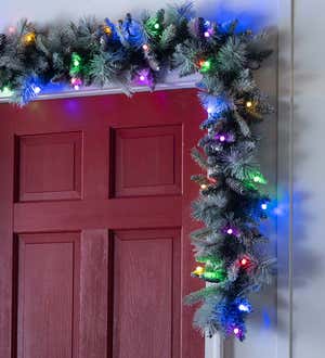 Winter Frost Holiday Garland with White And Multicolor Lights