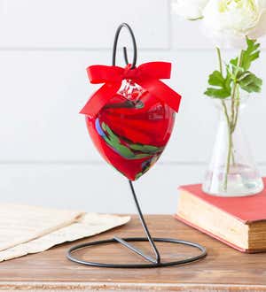 American Heart Association Glass Heart Ornament with Stand